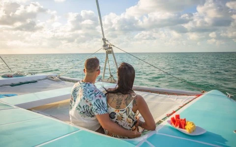 a man and woman on a boat