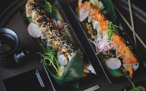 a couple trays of food