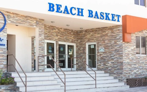 a brick building with a staircase