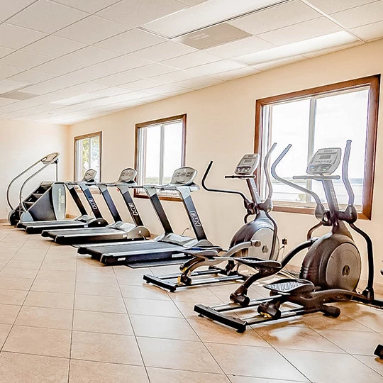a gym with exercise equipment