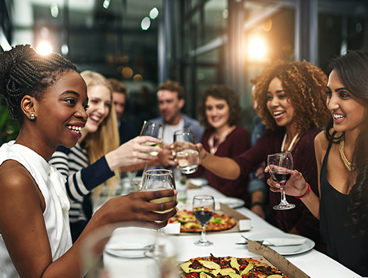 A group of young women at a social event