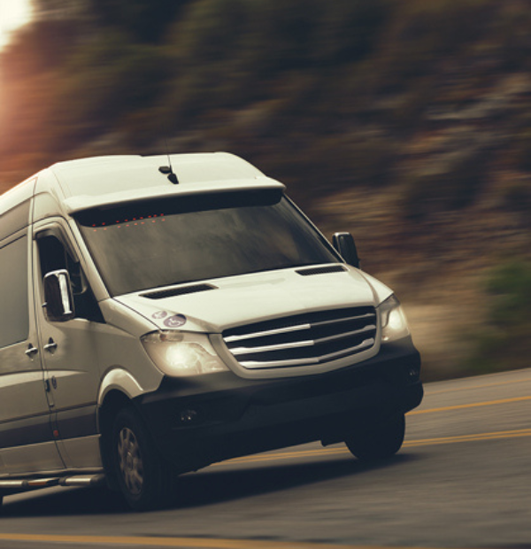 a white van on a road