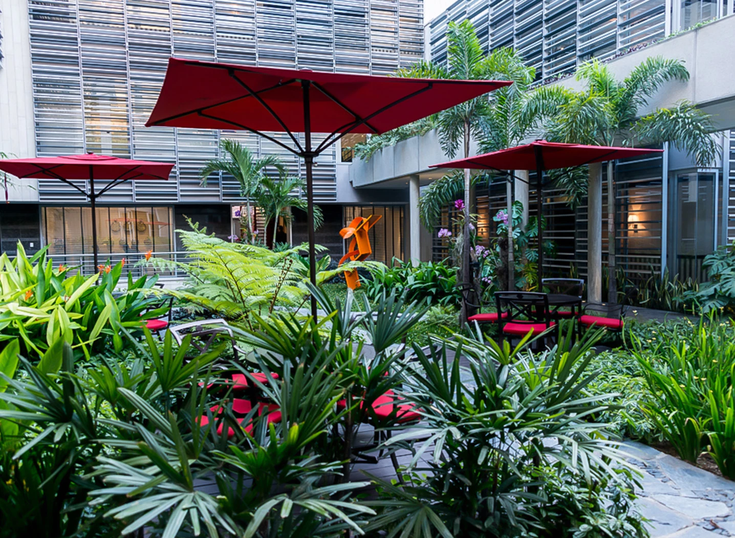 a group of plants outside of a building