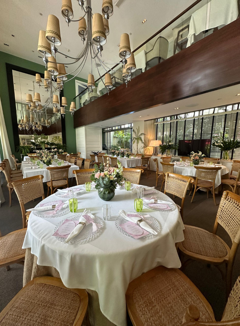 a room with tables and chairs
