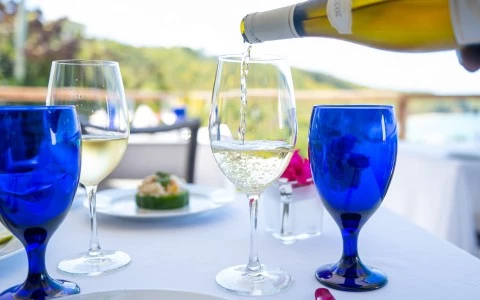 a person pouring wine into a glass