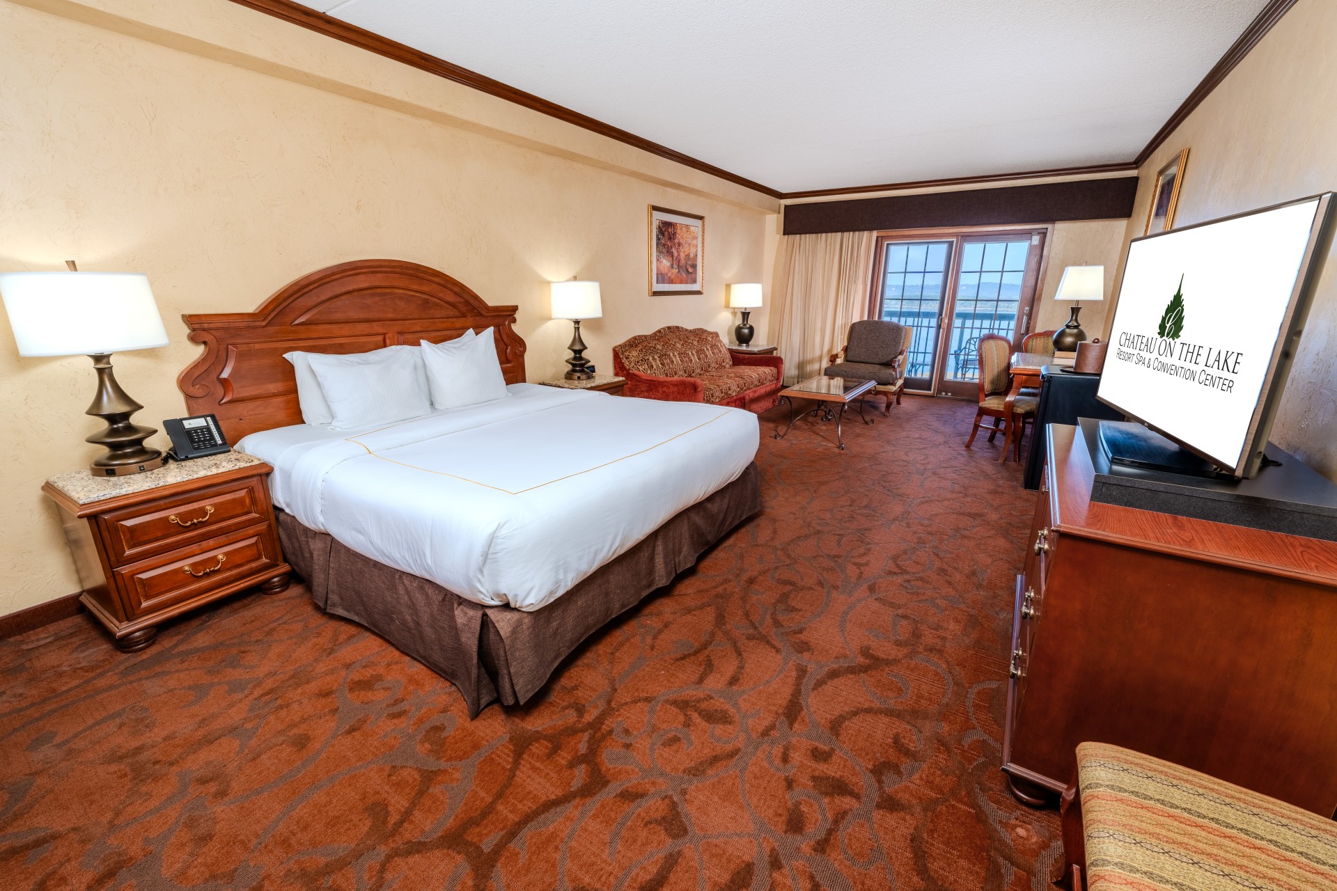 a room with a bed and a desk