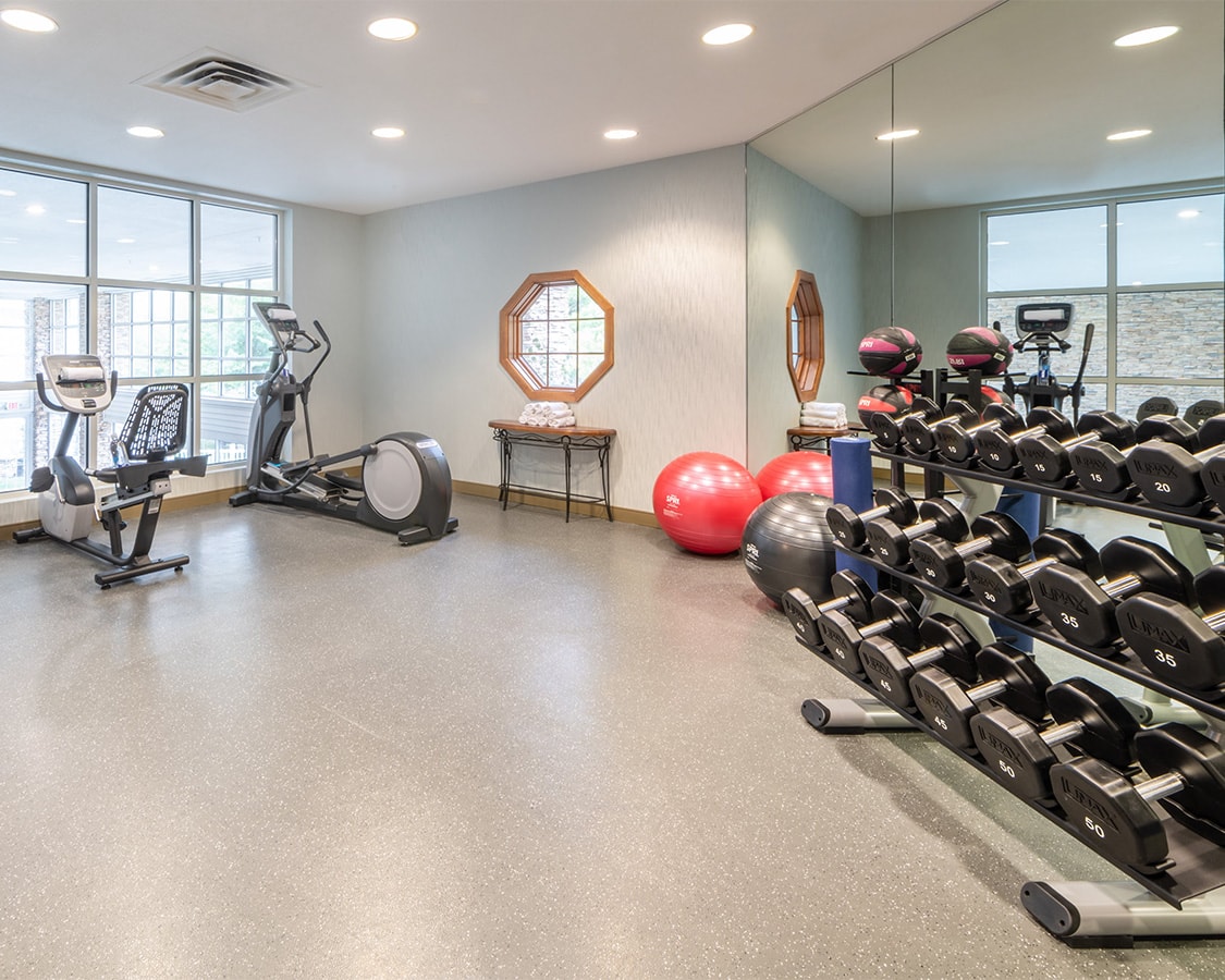 a gym with exercise equipment