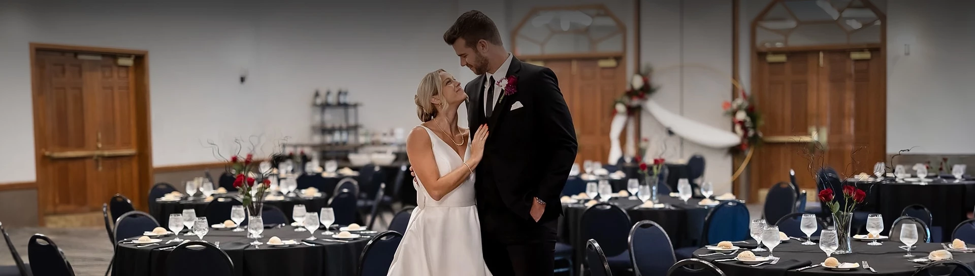 a man and woman in a formal dress