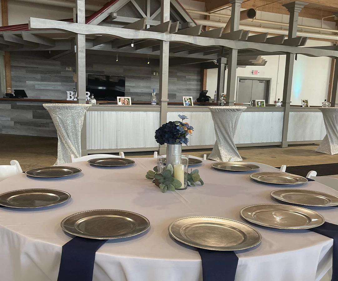 a table set for a wedding reception