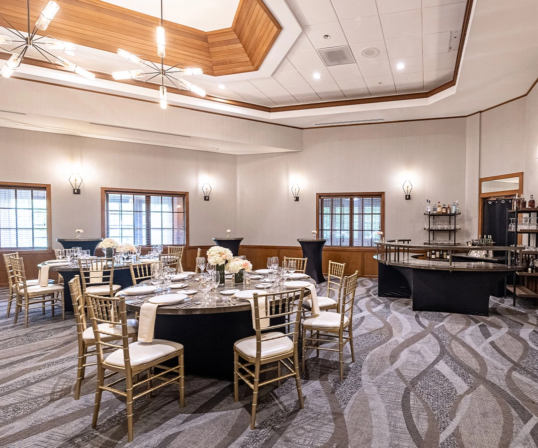 a room with tables and chairs