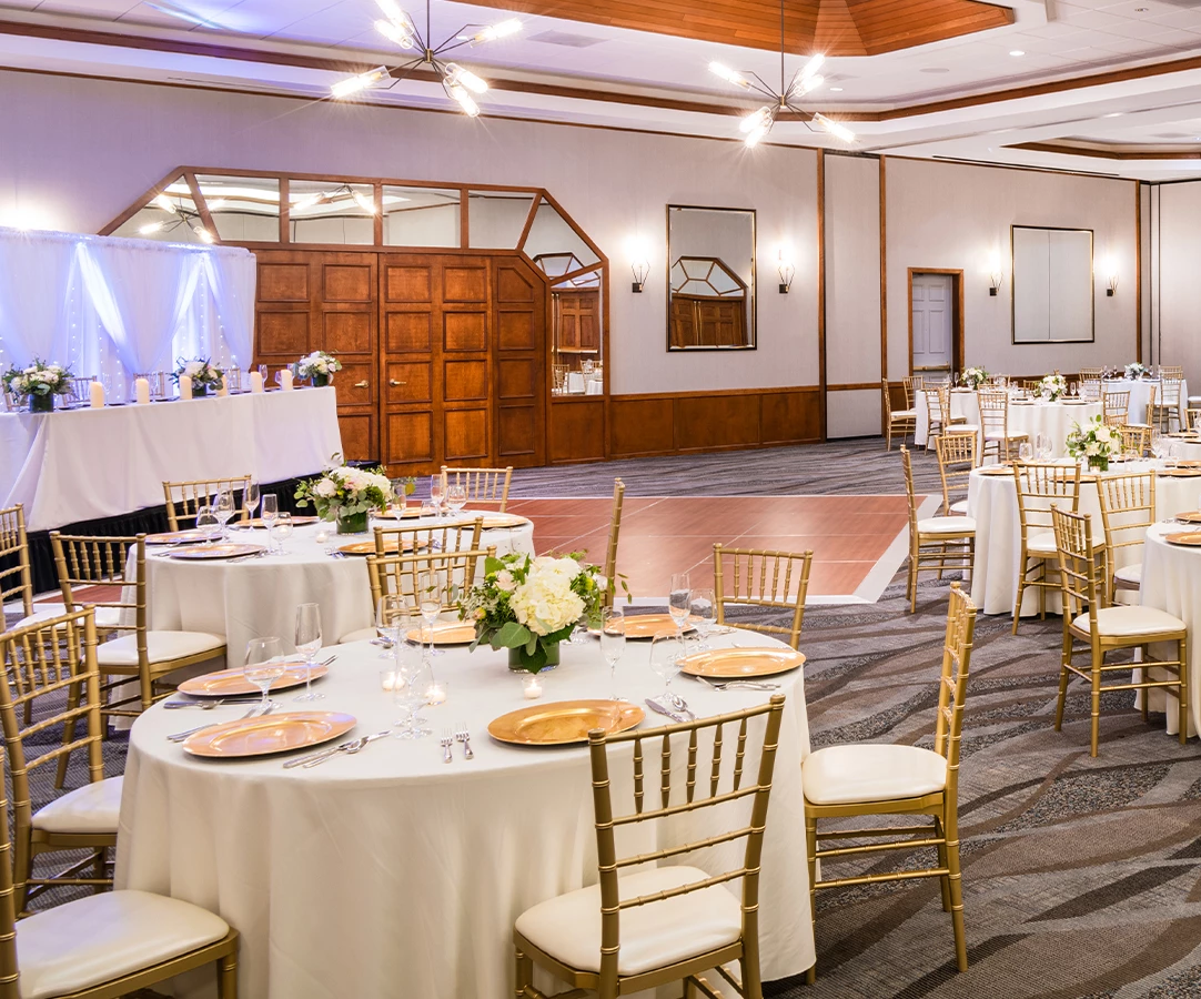 a room with tables and chairs