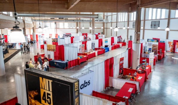 Trade show setup inside the Ohio Event Center at Cherry Valley Hotel, part of the Pick Your Perks group meeting offer for 2025 planners