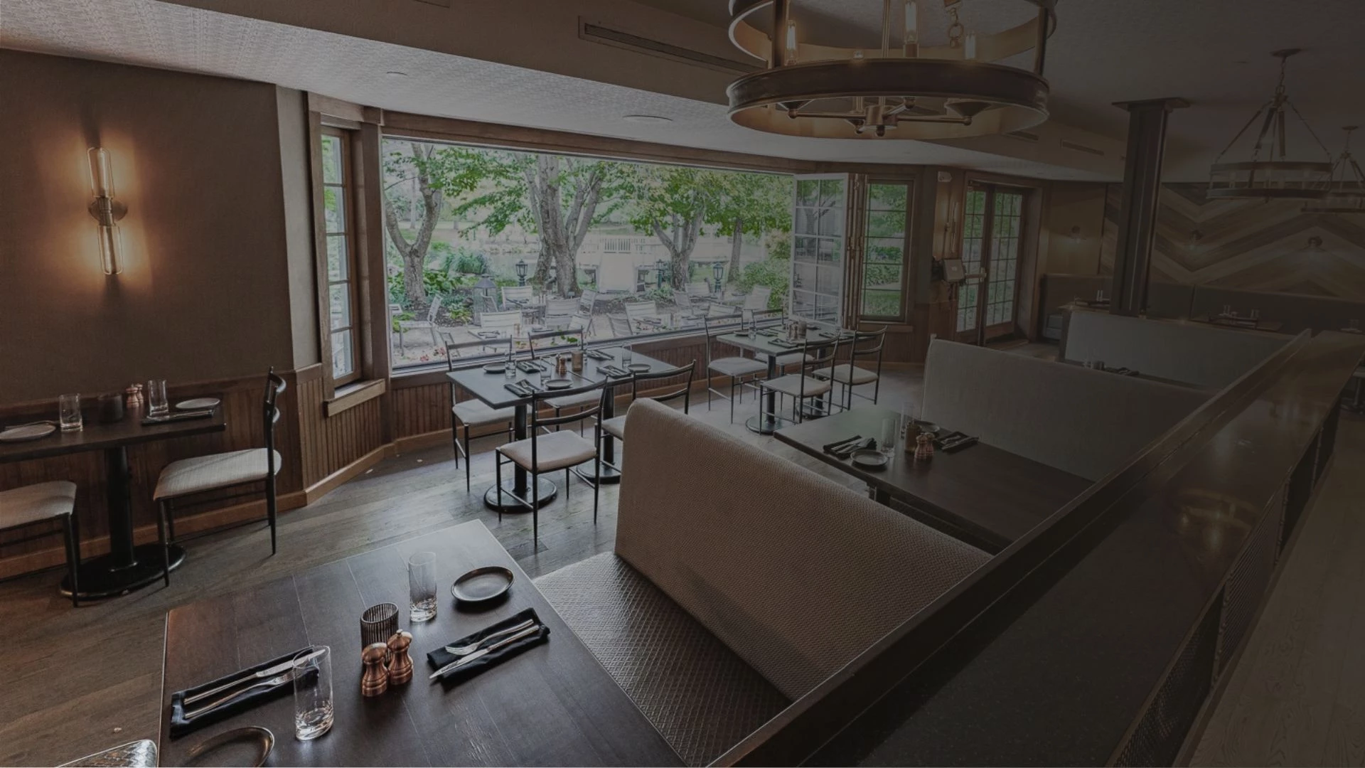 a room with tables and chairs