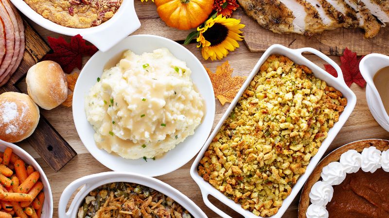 a table full of food