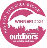 a round pink and white logo