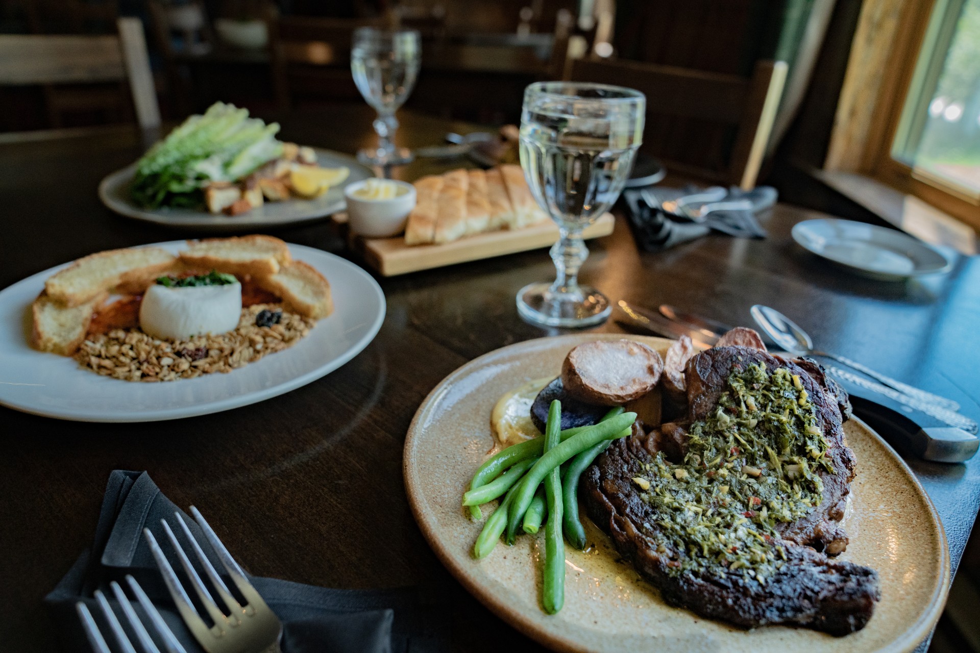 a plate of food on a table.