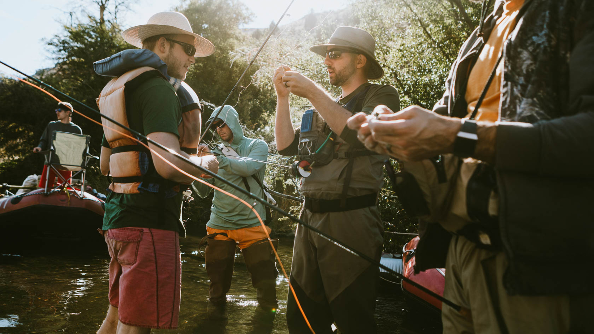 a group of men fishing