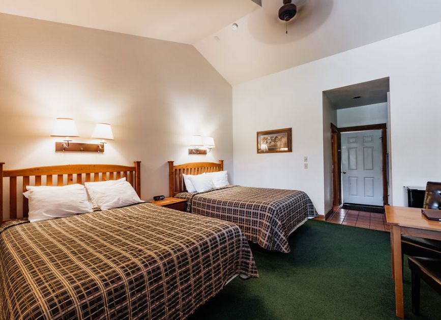 a bedroom with a large bed