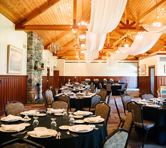 a room with tables and chairs