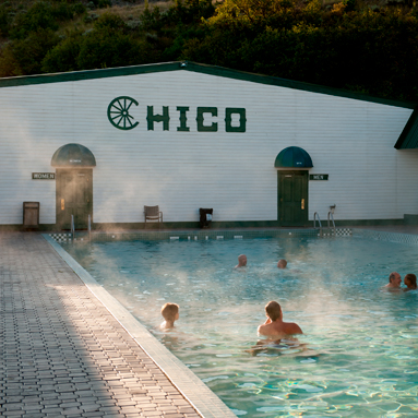 a group of people in a pool