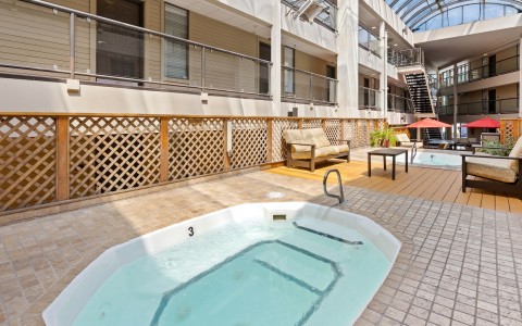 a hot tub in a hotel