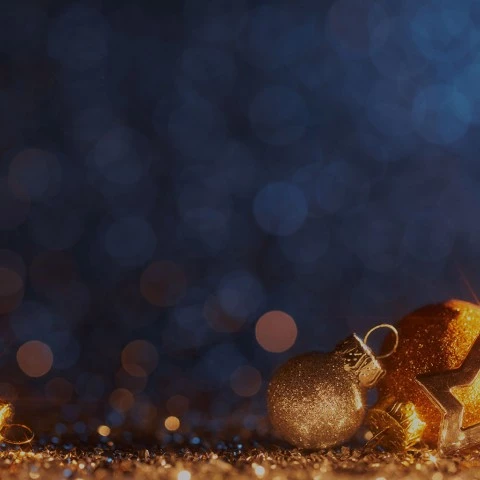 gold decorations and ribbons