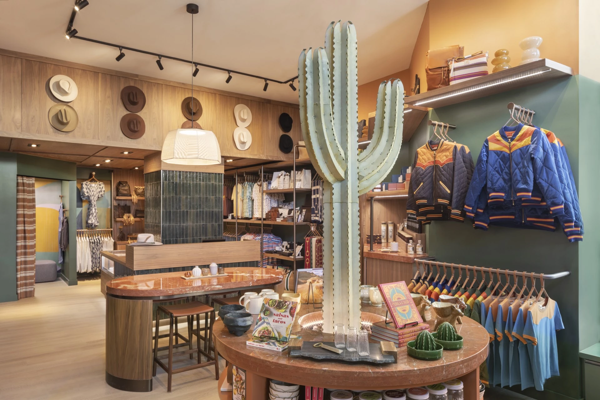 a store with a cactus statue