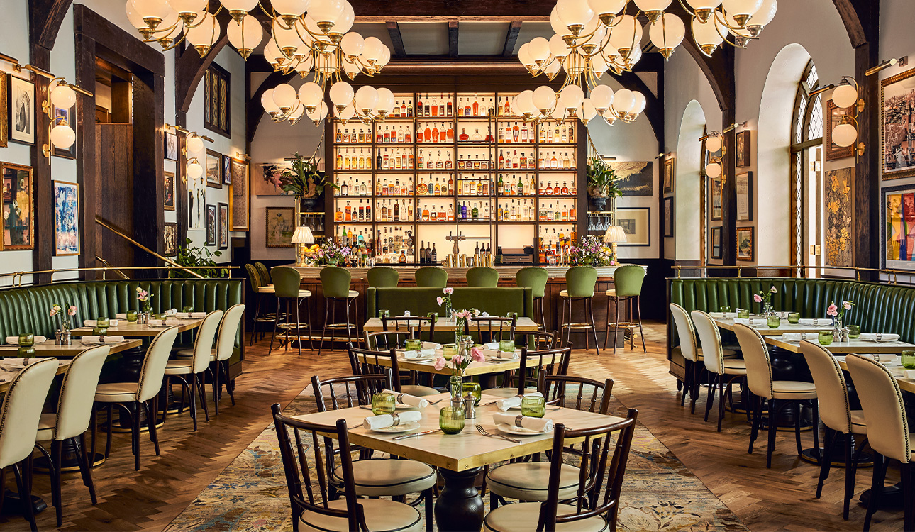 a restaurant with tables and chairs