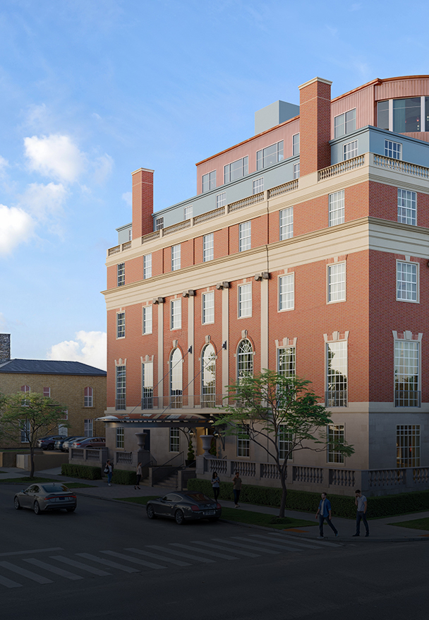 a building with cars parked in front of it
