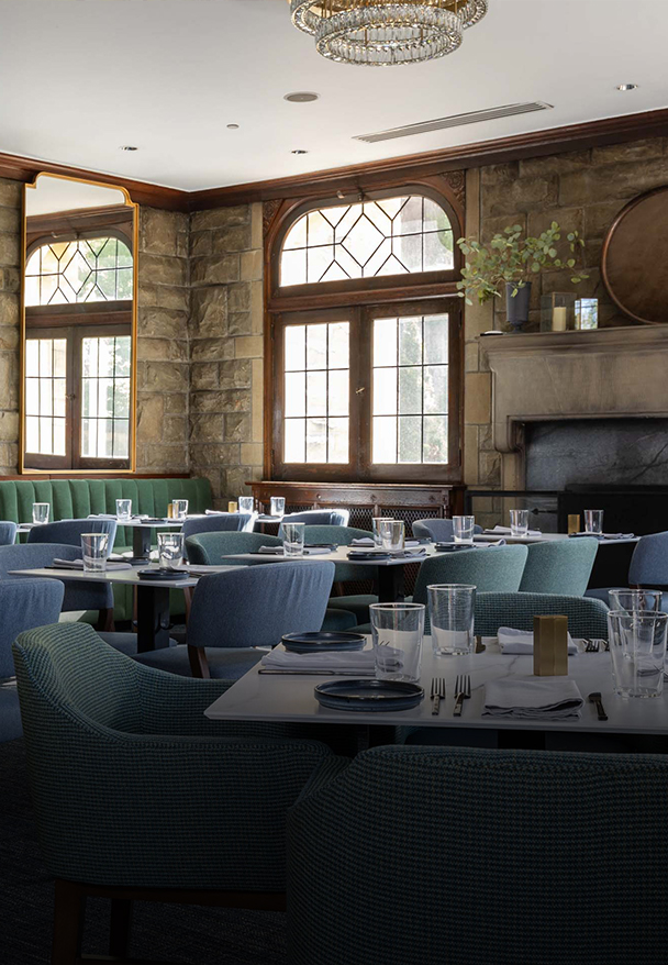 a room with tables and chairs