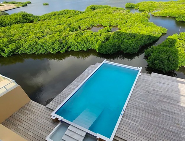 a pool in the dock