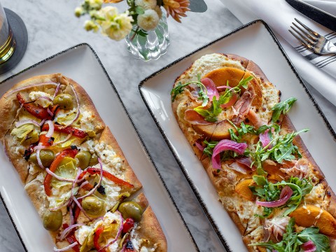 two plates of food on a table