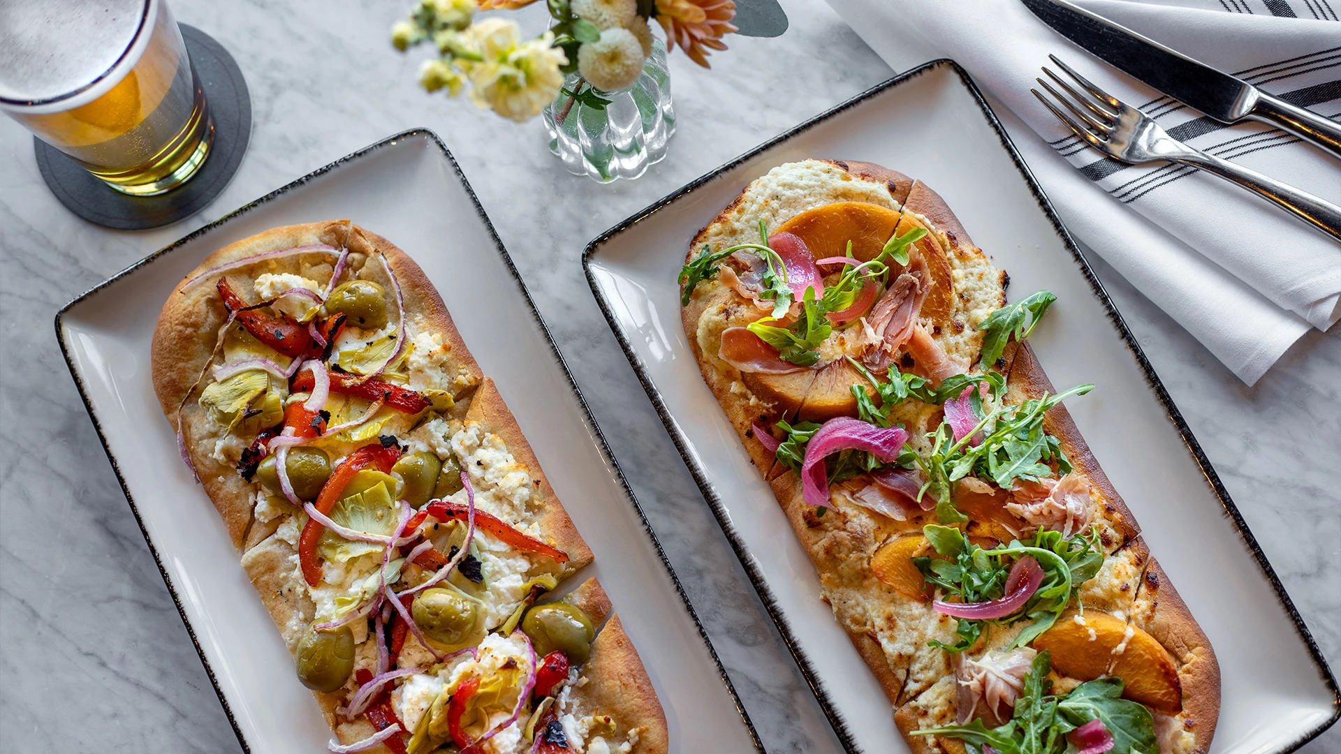 two plates of food on a table