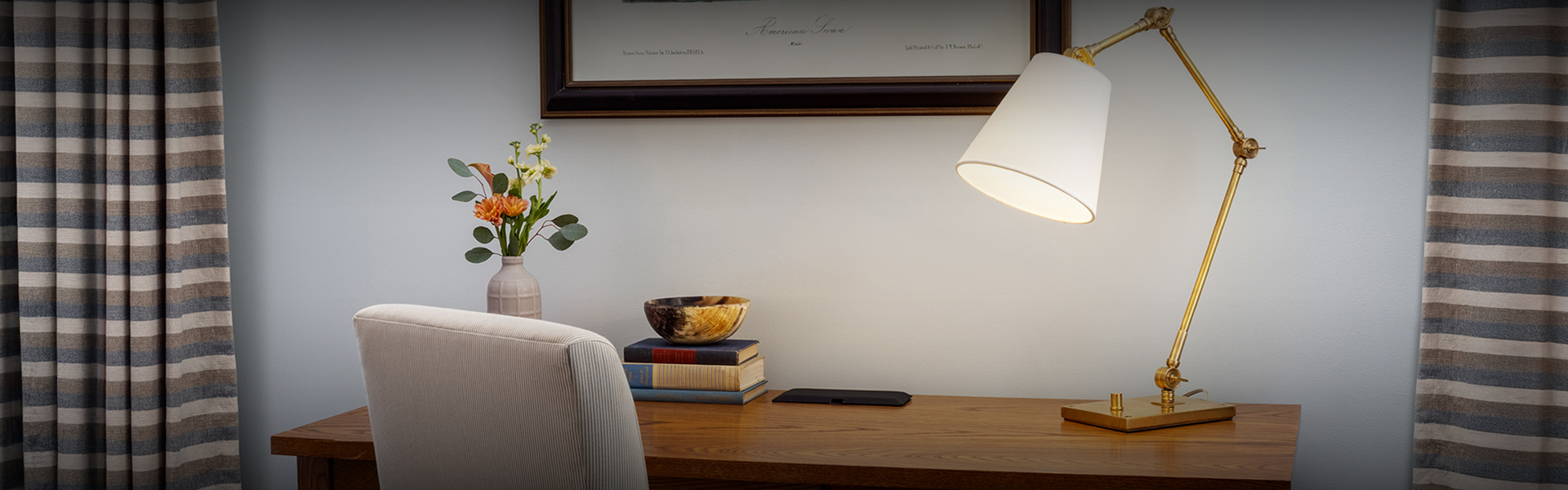 a lamp on a table
