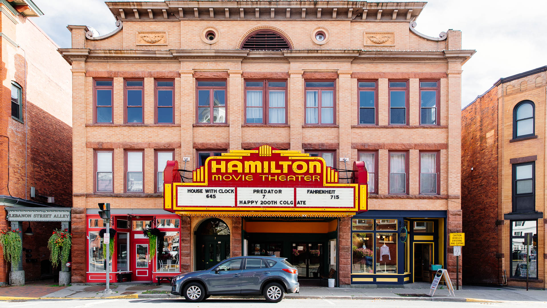 a car parked outside of a building