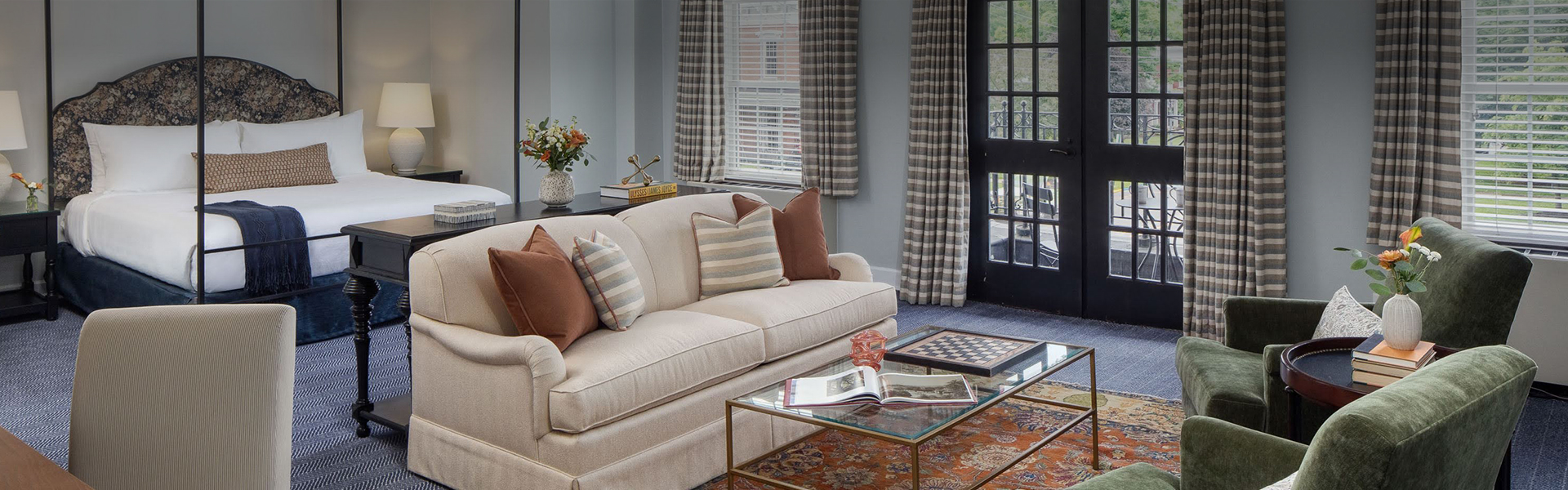 a living room with a couch and a coffee table