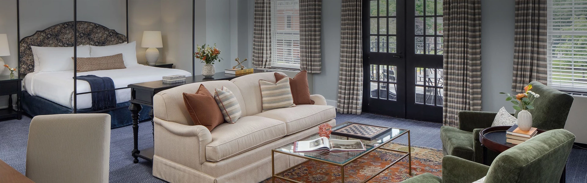 a living room with a couch and a coffee table