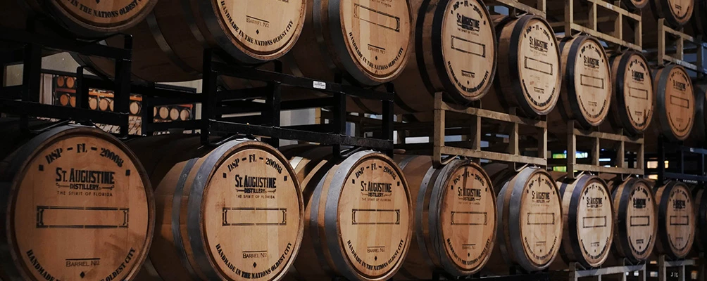 a large group of barrels