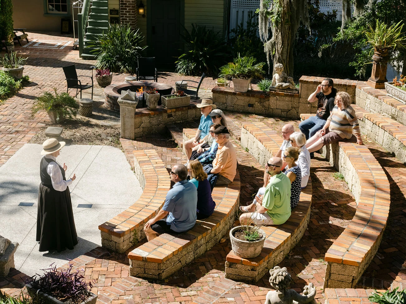 a group of people sitting on stairs