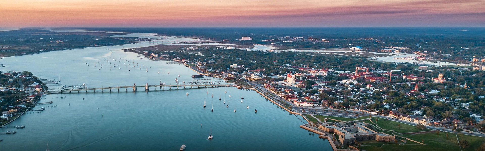 a city next to a body of water