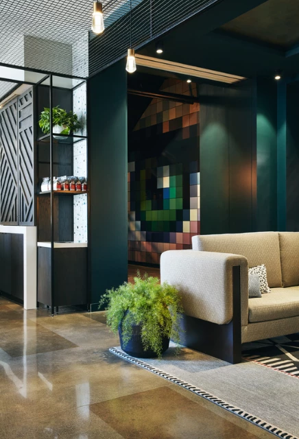 interior view of hotel seating area