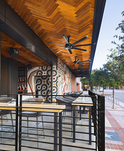 outside restaurant seating area on a sunny day