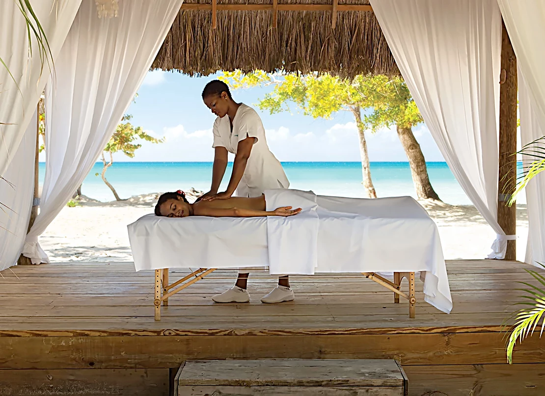 a woman getting a back massage