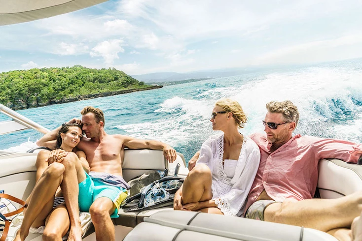 a group of people on a boat
