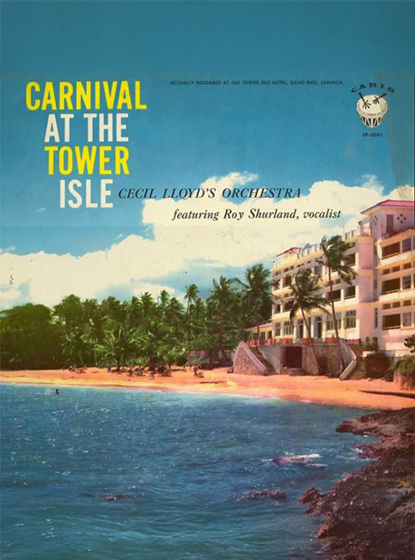 a beach with a building and trees