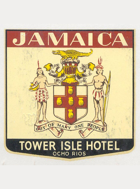 a sign with a picture of two people and a shield