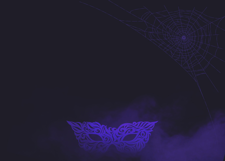 a mask and web with smoke