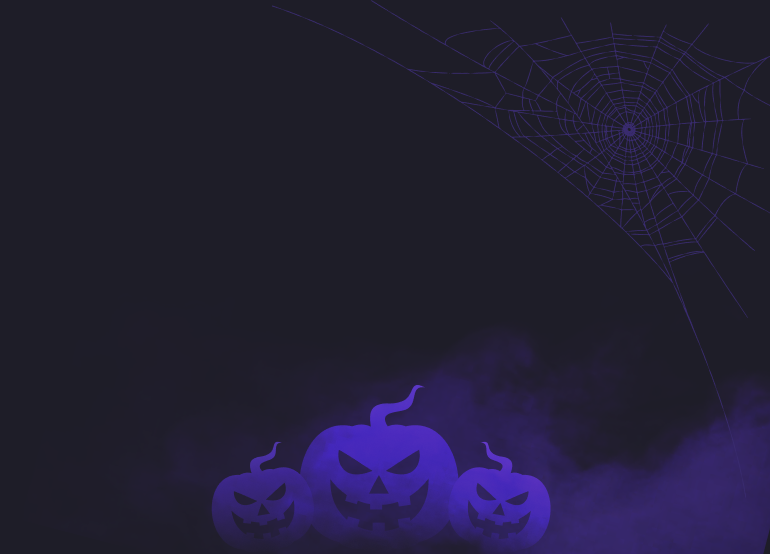 a group of pumpkins and a web