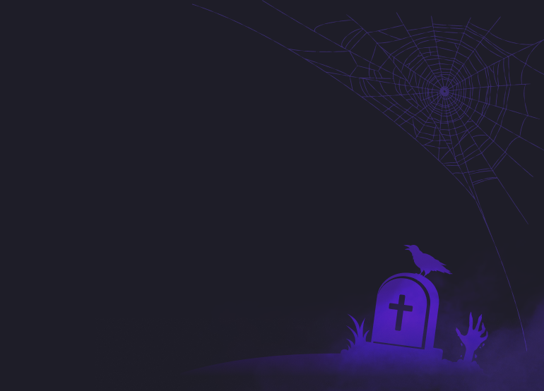 a web and a grave with a crow on it