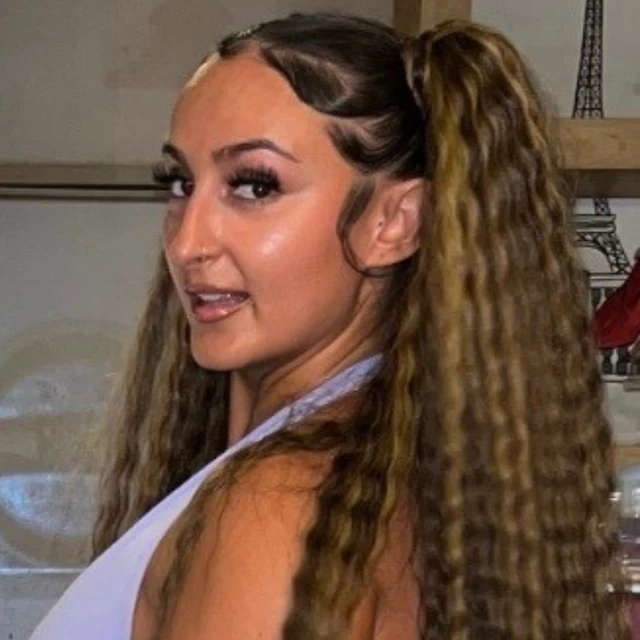a woman with long hair